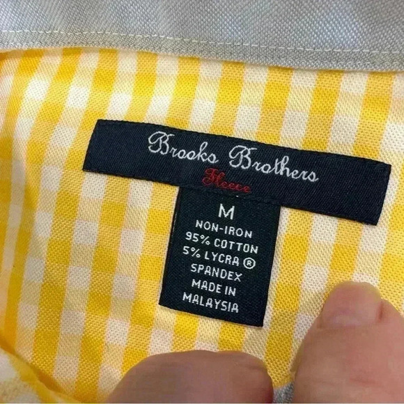 NWT Brooks Brothers boys button down shirt. Yellow & white check size M - Picture 4 of 9